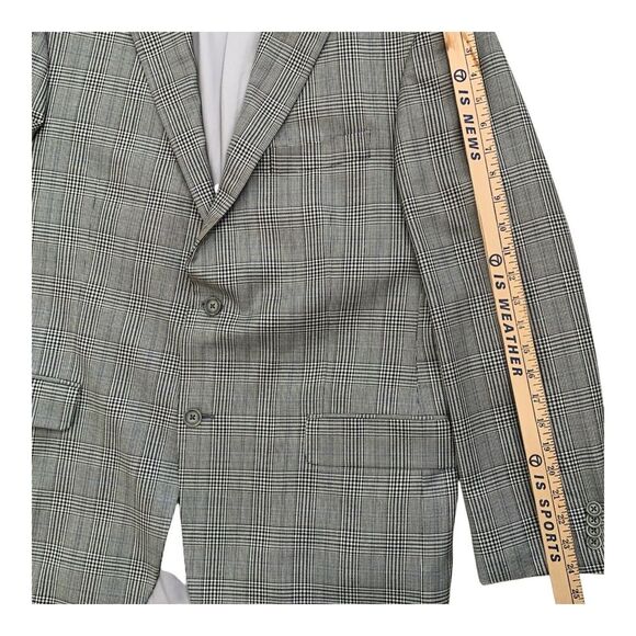 HART SCHAFFNER MARX Mens Gray Plaid Sport Coat Suit Jacket Blazer 43 R - Picture 14 of 16